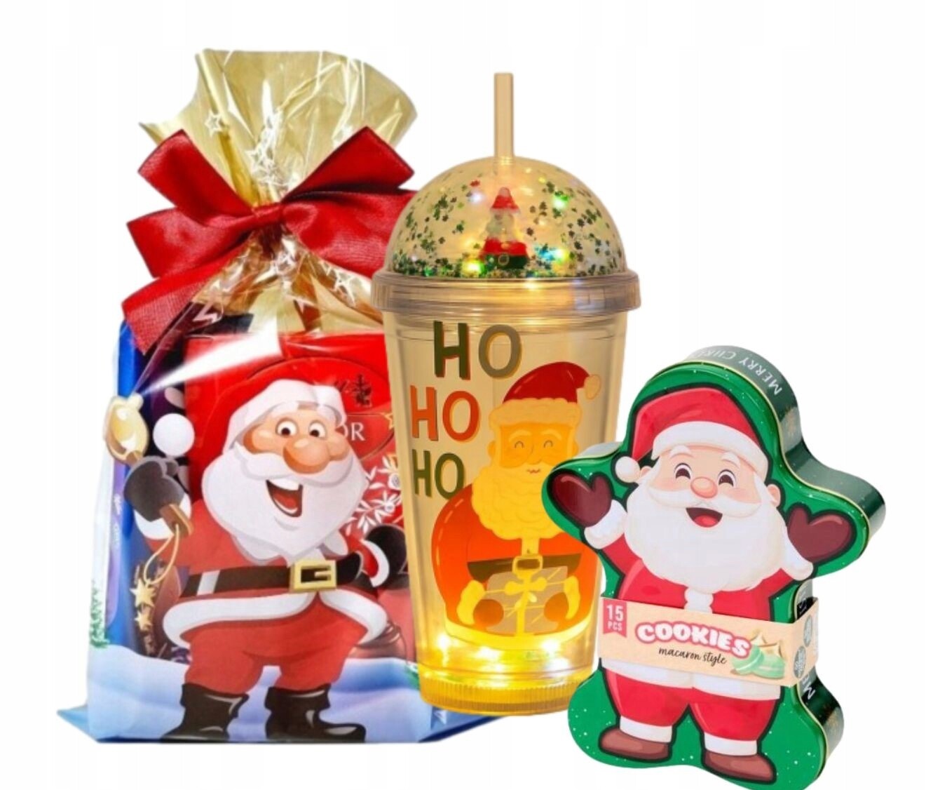 Sada Hotový Dárek na Mikuláše pro děti Led hrnek svítí Sušenky