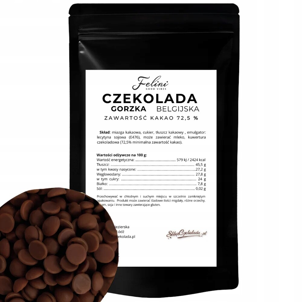 Felini hořká čokoláda belgická 72,5% 500 g