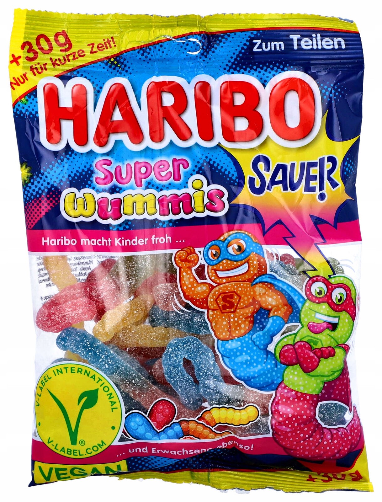 Haribo Želé Bonbony Ovocné kyselé červy Wummis 205 g z Německa