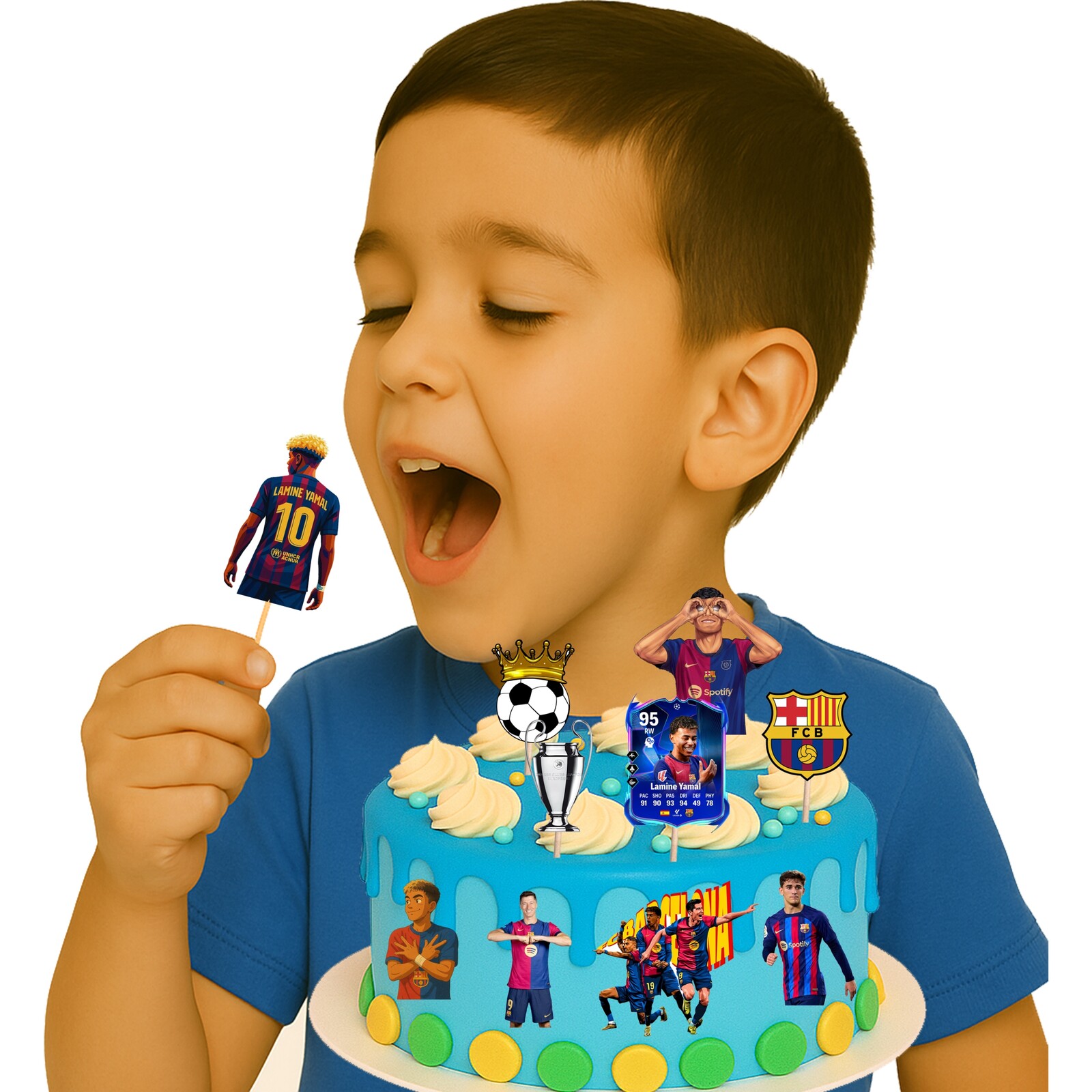 Zápich Jedlé Vyřezané Postavičky Lamine Yamal Fotbalisté Ozdoba Na Dort Na Dort