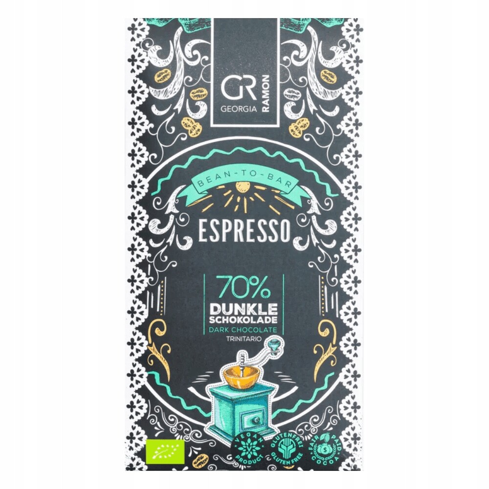 2x Georgia Ramon Čokoláda Bio Espresso 70% Německo 50g