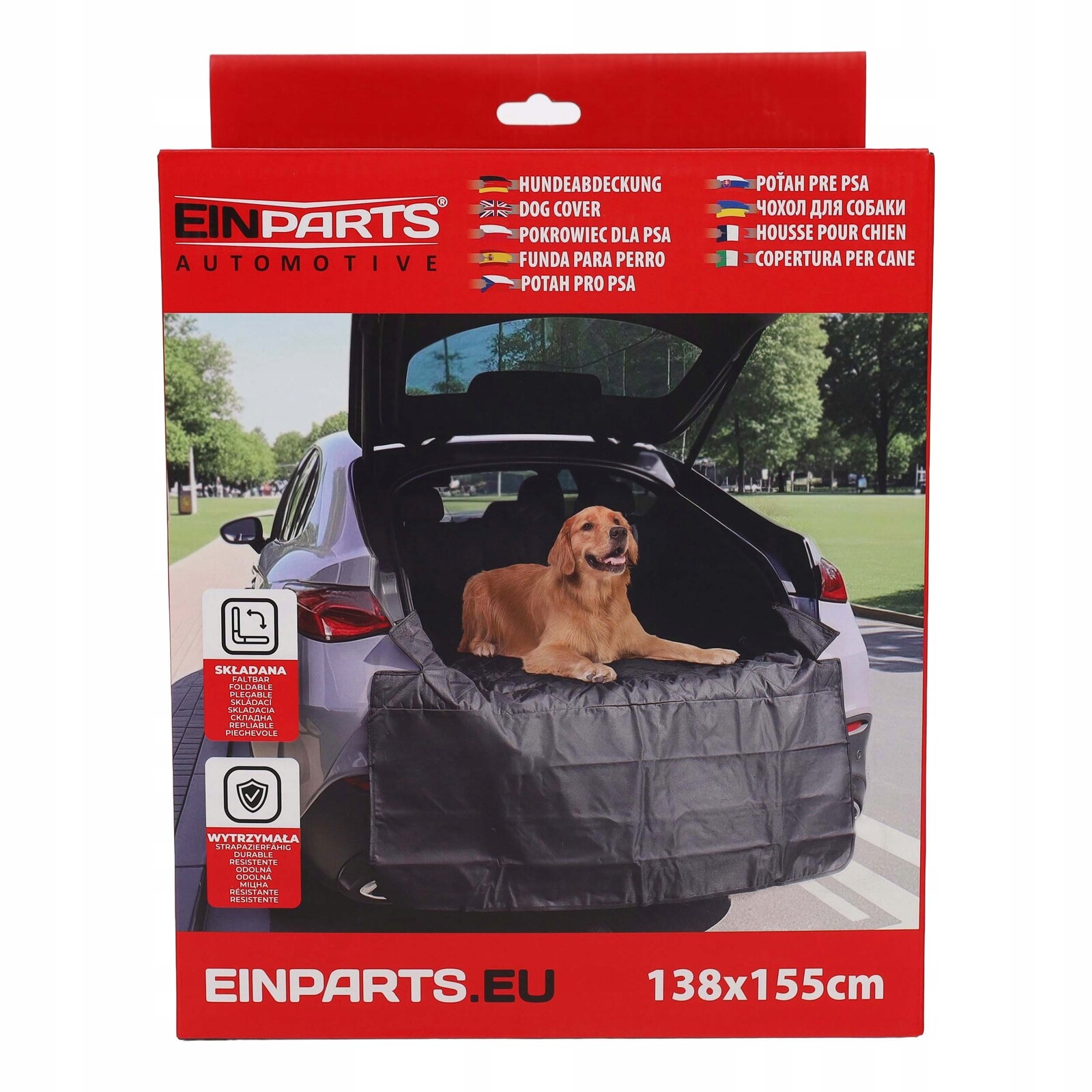 Ochranná podložka do kufru pro psa, 138 × 155 cm (+ zástěra 45 cm) vodoodp