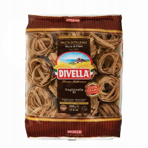 6 x Italský Těstoviny Tagliatelle celozrnné 500 g Divella