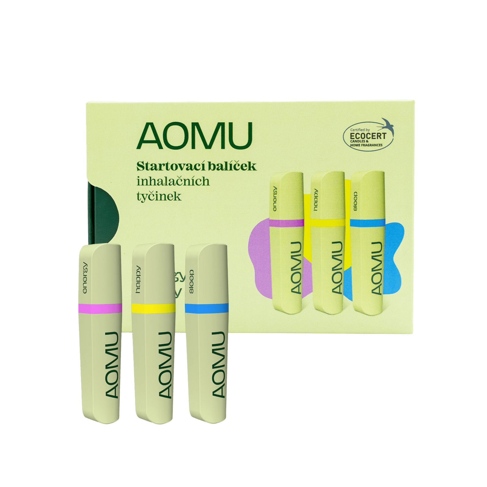 AOMU Startovací balíček inhalačních tyčinek Happy, Sleep, Energy
