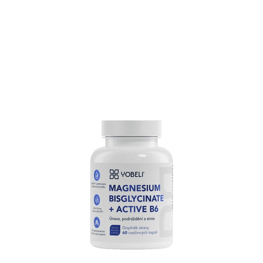 LOBEY Yobeli Hořčík bisglycinát a vitamín B6, 60 kapslí