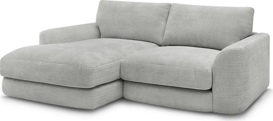 Světle šedá žinylková rohová pohovka (levý roh/s lenoškou) Leonore – Bobochic Paris