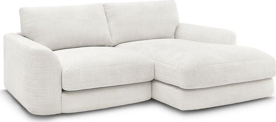 Bílá žinylková rohová pohovka (pravý roh/s lenoškou) Leonore – Bobochic Paris