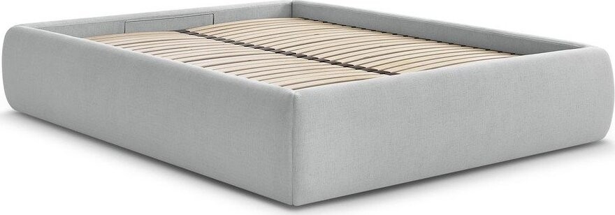 Světle šedá čalouněná dvoulůžková postel s úložným prostorem/bez čela s roštem 180x200 cm Inera – Bobochic Paris