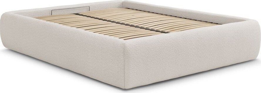 Bílá čalouněná dvoulůžková postel s úložným prostorem/bez čela s roštem 160x200 cm Inera – Bobochic Paris