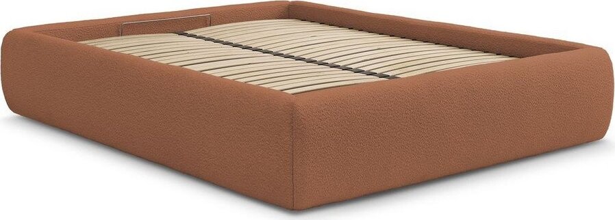 Oranžová čalouněná dvoulůžková postel s úložným prostorem/bez čela s roštem 180x200 cm Inera – Bobochic Paris