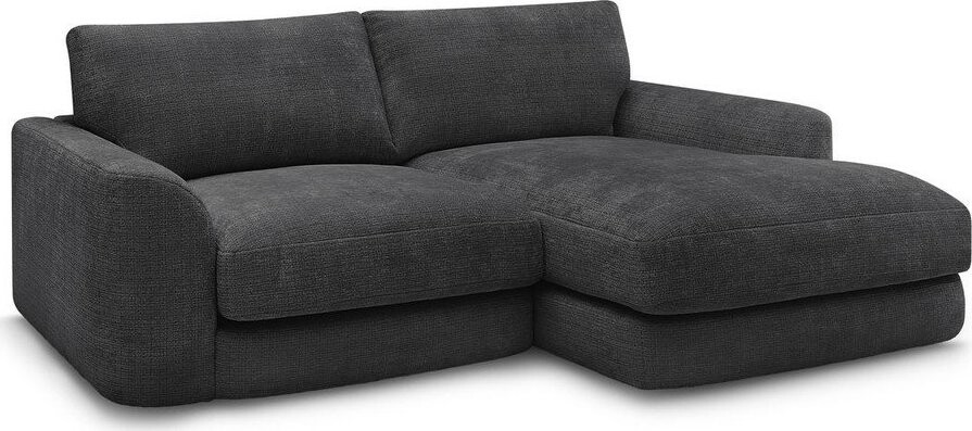 Černá žinylková rohová pohovka (pravý roh/s lenoškou) Leonore – Bobochic Paris