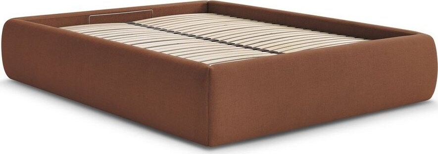 Oranžová čalouněná dvoulůžková postel s úložným prostorem/bez čela s roštem 160x200 cm Inera – Bobochic Paris