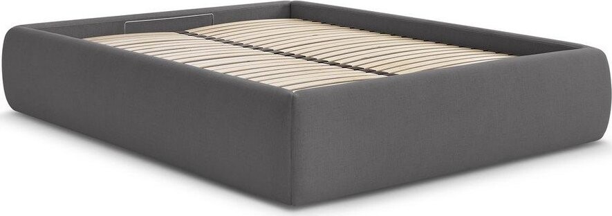 Tmavě šedá čalouněná dvoulůžková postel s úložným prostorem/bez čela s roštem 180x200 cm Inera – Bobochic Paris