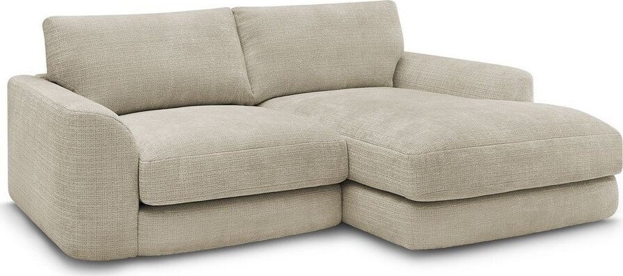 Béžová žinylková rohová pohovka (pravý roh/s lenoškou) Leonore – Bobochic Paris