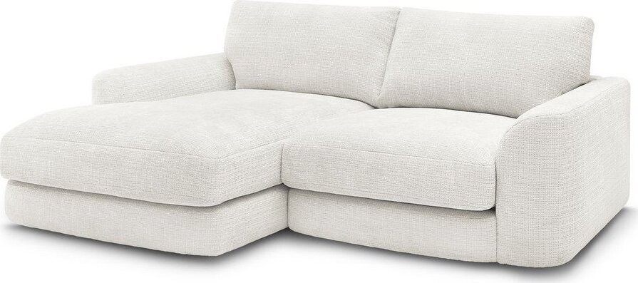 Bílá žinylková rohová pohovka (levý roh/s lenoškou) Leonore – Bobochic Paris