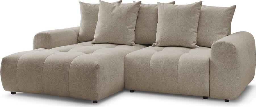 Béžová žinylková rozkládací/s úložným prostorem rohová pohovka (levý roh/s lenoškou) Roxelane – Bobochic Paris