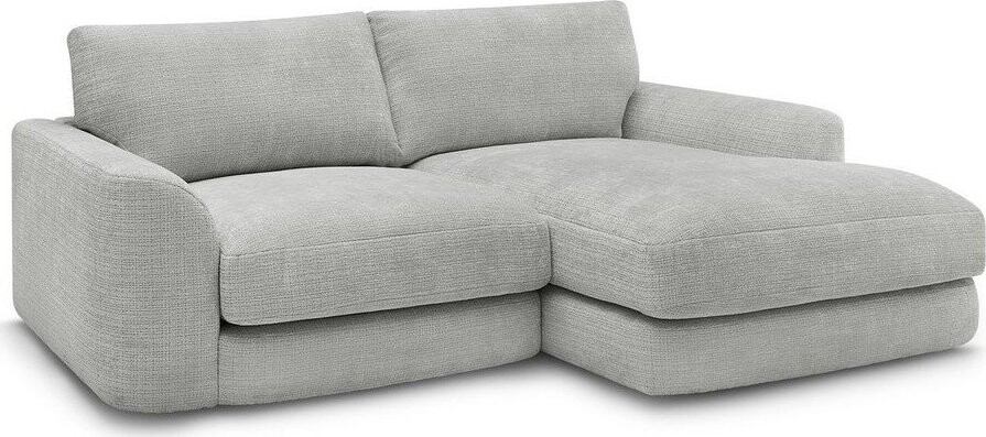 Světle šedá žinylková rohová pohovka (pravý roh/s lenoškou) Leonore – Bobochic Paris