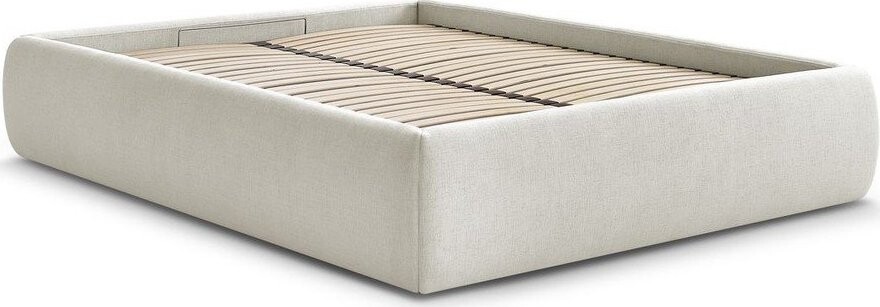 Béžová čalouněná dvoulůžková postel s úložným prostorem/bez čela s roštem 160x200 cm Inera – Bobochic Paris