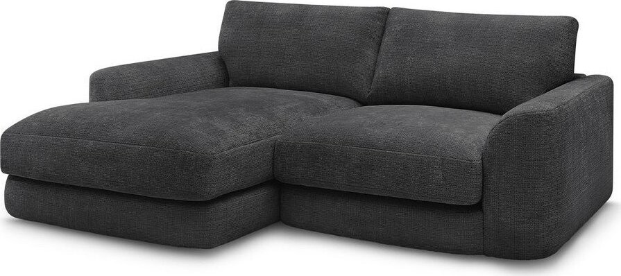 Černá žinylková rohová pohovka (levý roh/s lenoškou) Leonore – Bobochic Paris