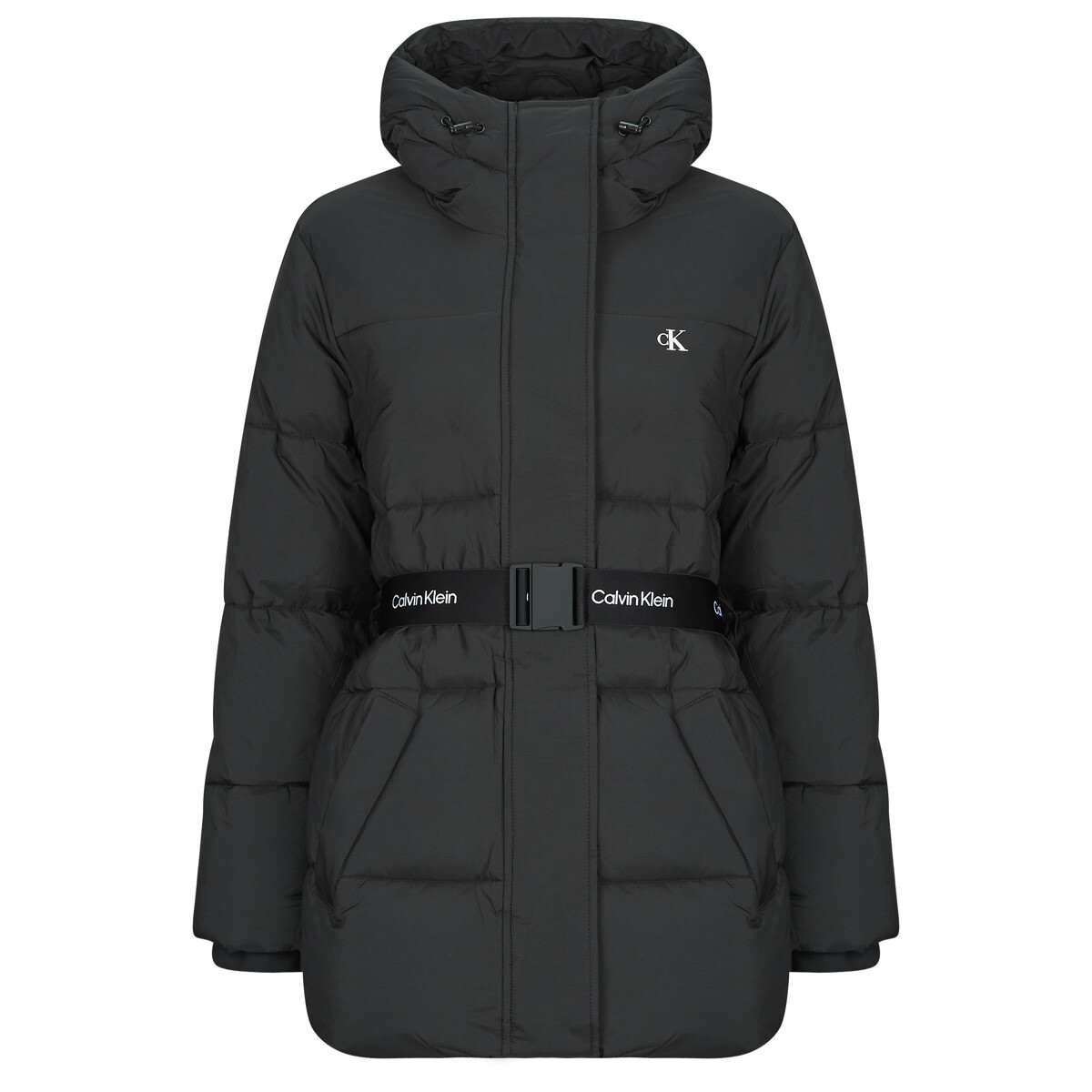 Calvin Klein Jeans  BELTED MIDWEIGHT PUFFER  Černá