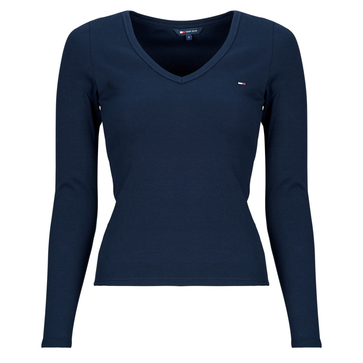Tommy Jeans  TJW SLIM ESSENTIAL RIB V LS  Tmavě modrá