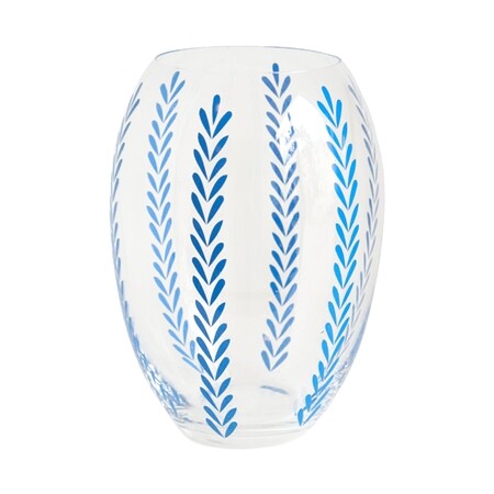 Čirá váza s dekorem modrých lístečků