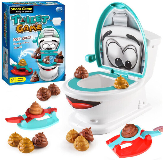 Hra střelba hovínka, zábava stolní WC střílečka s 12 plast...