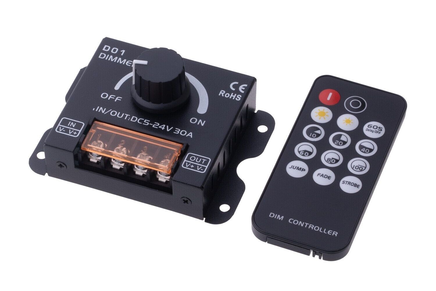 T-LED Stmívač manuální 30A s ovladačem RFM pro jednobarevné LED pásky 061846