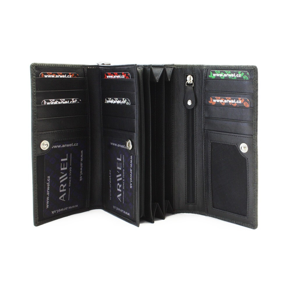 Dámská kožená klopnová peněženka se vzorem Arwel 2235 - černá