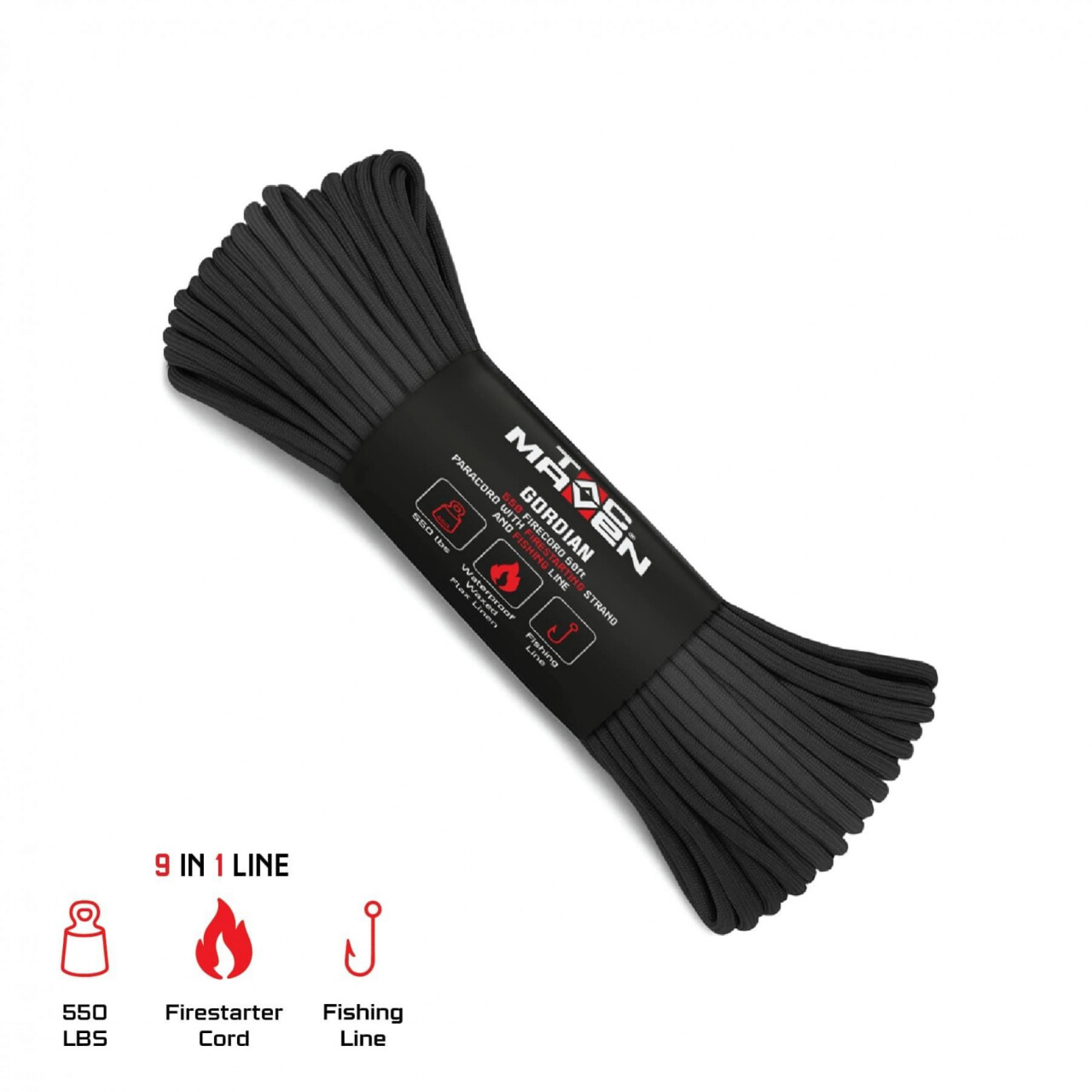 Lanko/lano Tac Maven Gordian 550 Firecord 50ft - černé
