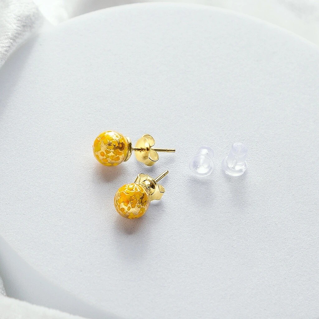 Lampglas Oslnivé peckové náušnice Sunlite Nude s 24karátovým zlatem v perlách Lampglas ENM1/AG/POZ-PU