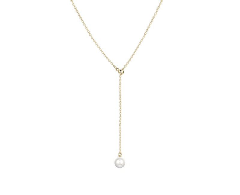 Agato Pozlacený flexibilní náhrdelník s pravou perlou AGT-N003W-P-G