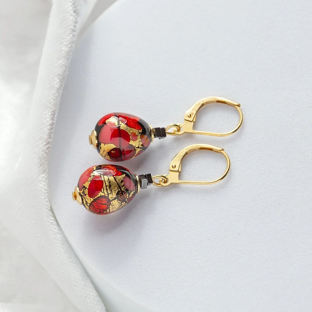 Lampglas Perfektní náušnice Vermilion Nude s 24karátovým zlatem v perle Lampglas ENM2/AG/POZ