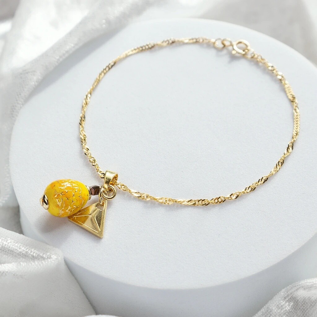 Lampglas Úchvatný náramek Sunlite Nude s 24karátovým zlatem v perle Lampglas BNM1/AG/POZ 18 cm