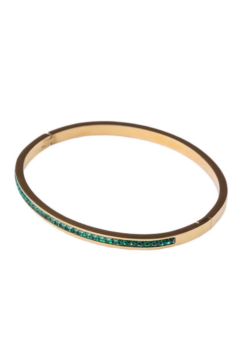 Emily Westwood Pozlacený pevný náramek se zelenými krystaly Virella EWB250386G