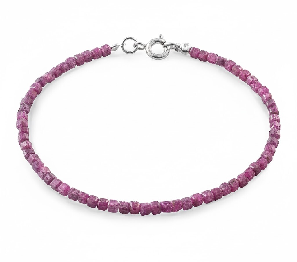 AGAIN Jewelry Korálkový náramek z rubínu AJKNR014