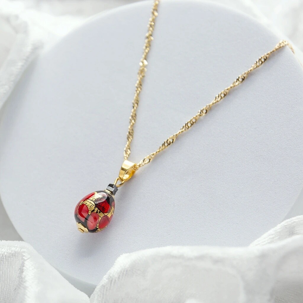 Lampglas Luxusní náhrdelník Vermilion Nude s 24karátovým zlatem v perle Lampglas NNM2/AG/POZ 50 cm