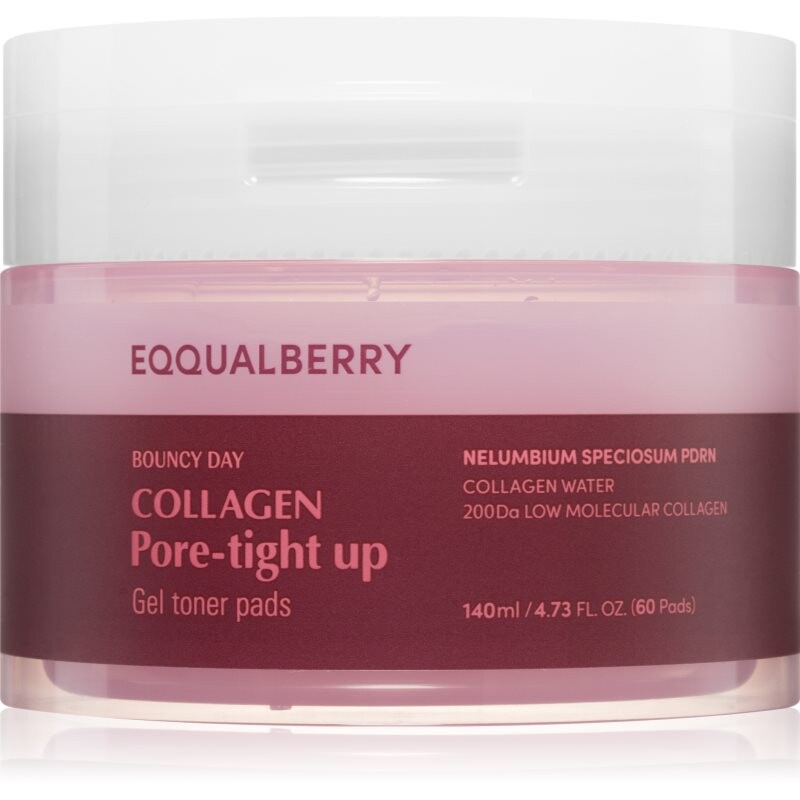 EQQUALBERRY Collagen Pore-Tight Up Gel Toner Pads tonizační polštářky pro stažení pórů 60 ks