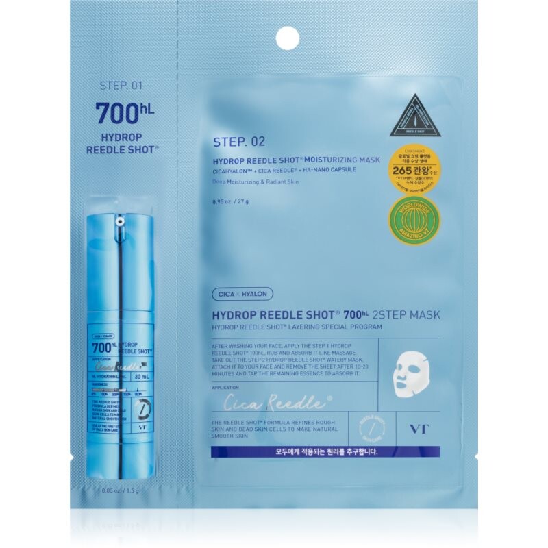 VT Cosmetics Hydrop Reedle Shot 700hL 2 Step Mask hloubkově hydratační maska pro dvoufázové ošetření pleti 28.5 g