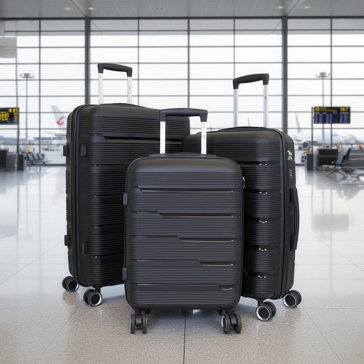 PM Euro Trading Cestovní kufry Aruba, sada 3 ks, černé