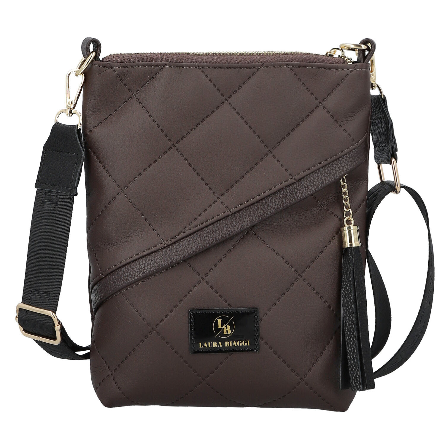 Trendy dámská koženková crossbody kabelka LB Draga, tmavě hnědá