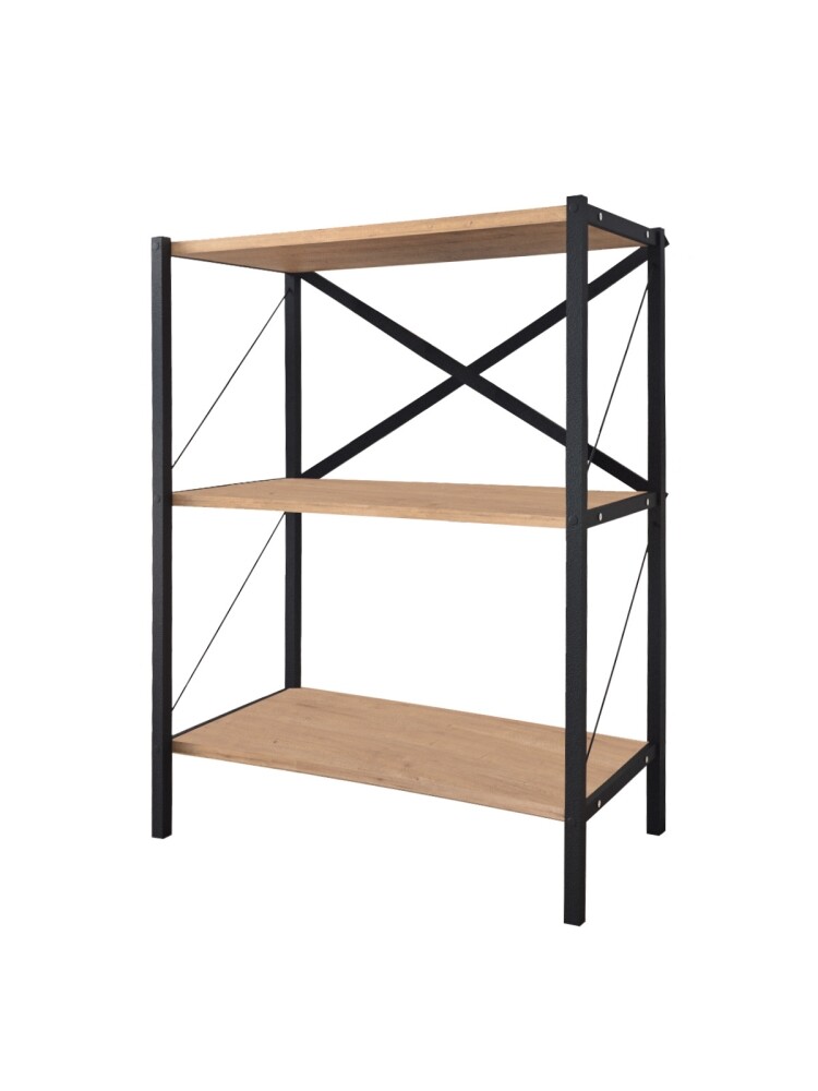 Kovový regál PEMTA 86 cm, černá/dub safírový