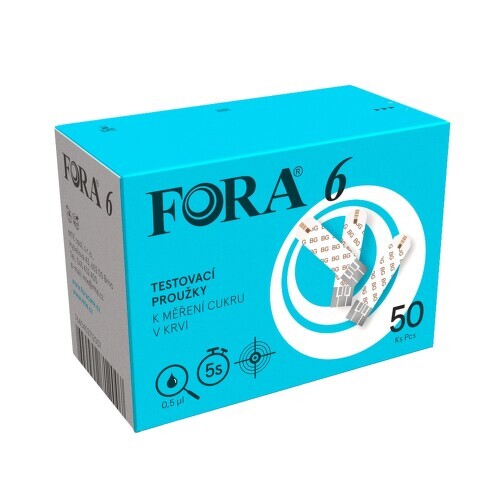 Testovací proužky FORA 6 (ACS045) pro měření cukru v krvi 50 ks