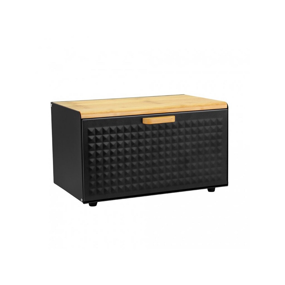 HAUS ROLAND Chlebník kovový, lakovaná vrstva a bambusové dřevo, barva černá 35,5cm