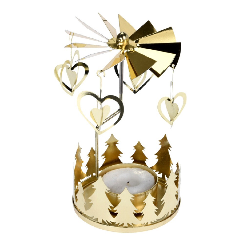 Otočný stojan na svíčku zlatý kolotoč