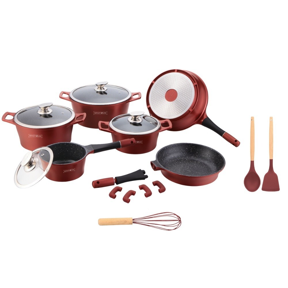 Sada nádobí Royalty, 17 ks, barva burgundy