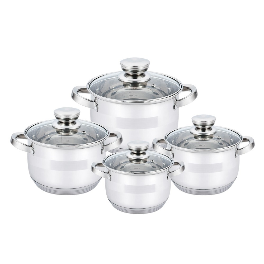 HAUS ROLAND sada nerezového nádobí 8 dílná, kombinace lesku a matu