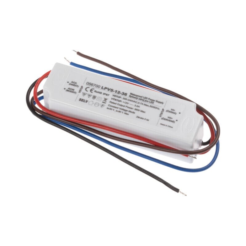 T-LED Trafo pro zapojení LED osvětlení 12V 36W LPV5-12-36 IP67 056700