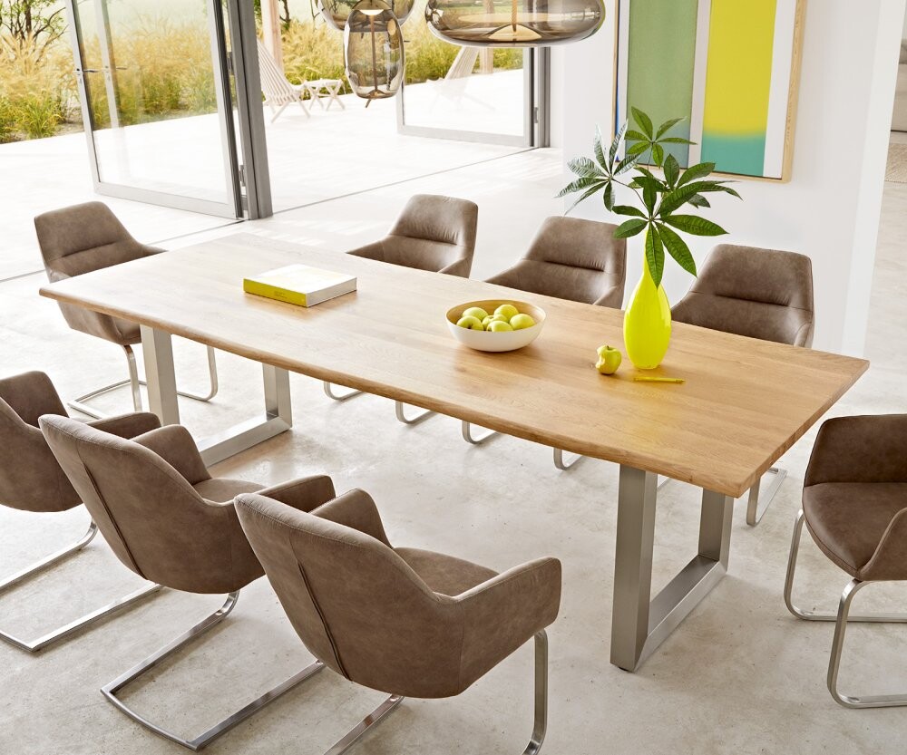 Jídelní stůl Edge 260x100 cm přírodní dub nerezová ocel široká live