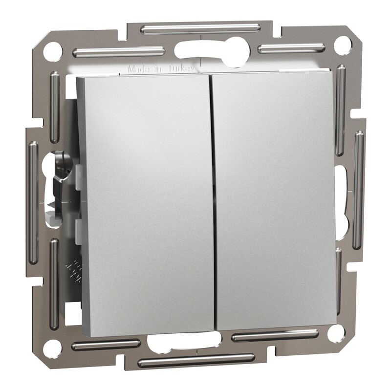 Přepínač střídavý dvojitý řazení 6+6 Schneider Electric Asfora aluminium